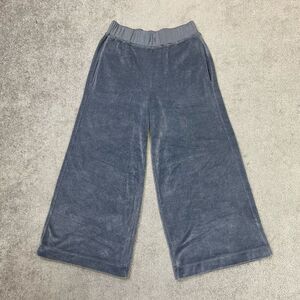 Michael Stars Womens Elastic Waist Wide Leg Velour Cropped Pants Gray Small NWOT